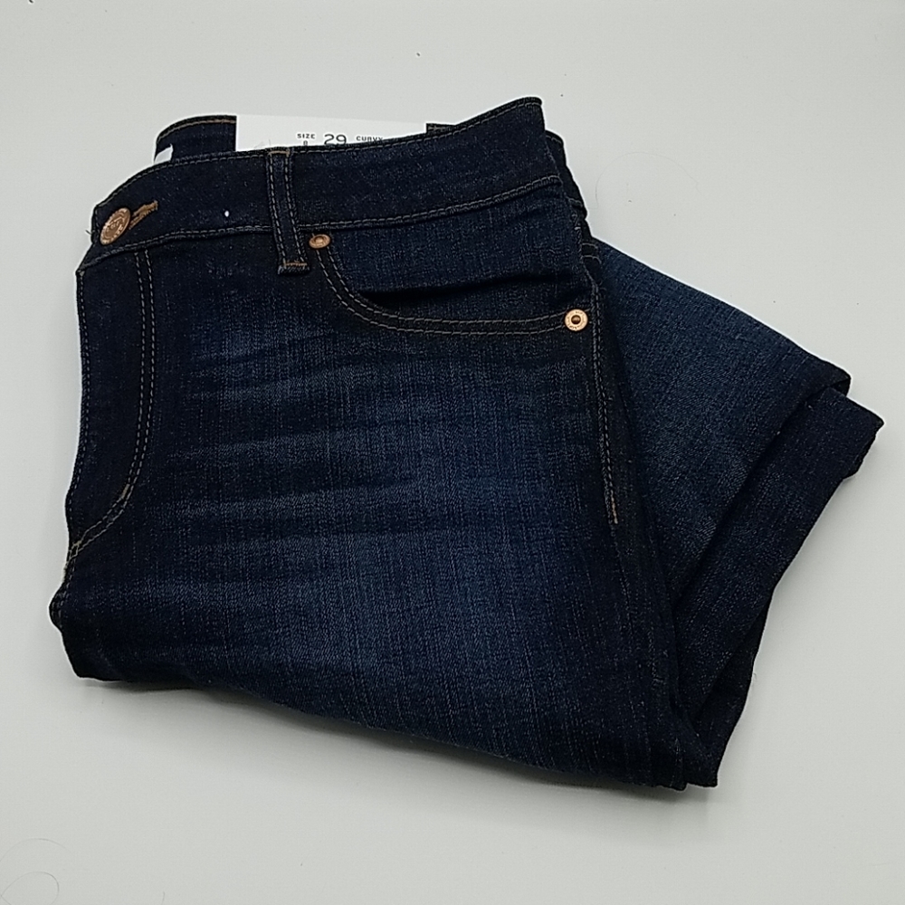 Dark Blue Women's Stretch Denim Jeans-Curvy Straight